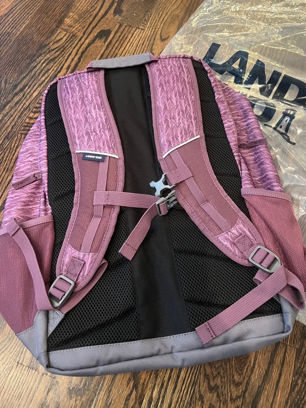 Lands End Kids TechPack XL Backpack in Mulberry Chevron